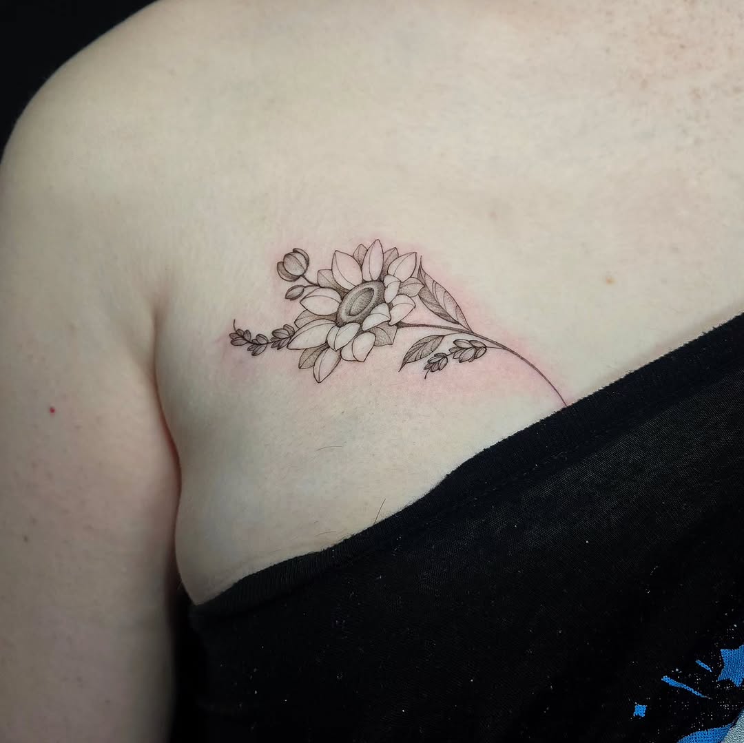 Tattoo by @glasswingtattoo โ fine_line, black_and_grey