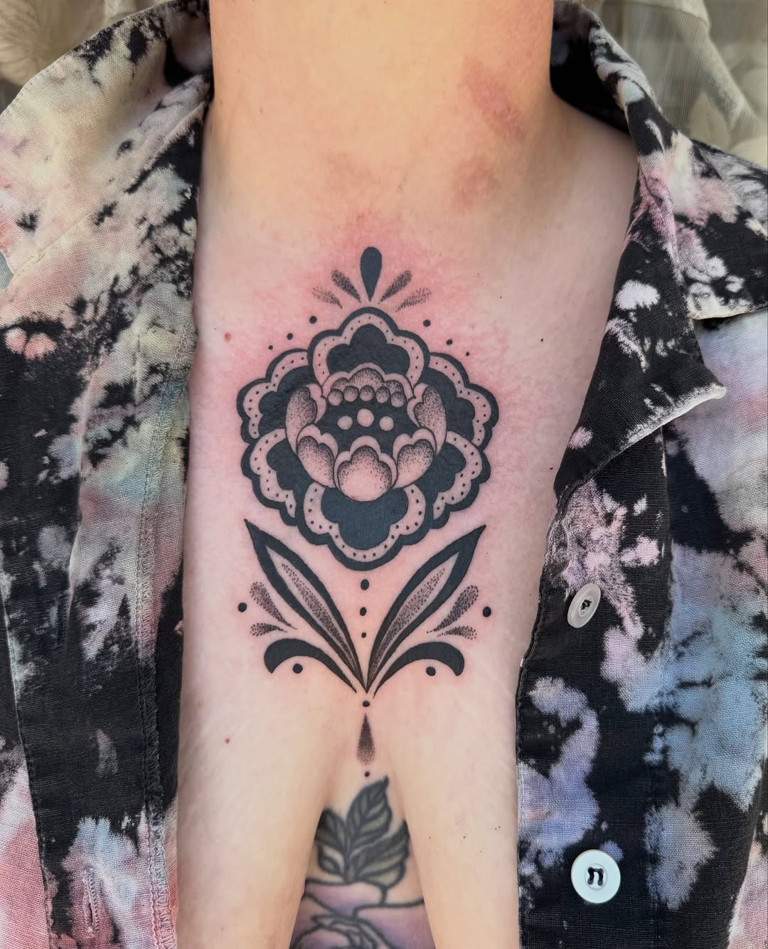 Tattoo by @elliemac.tattoos — dotwork, ornamental