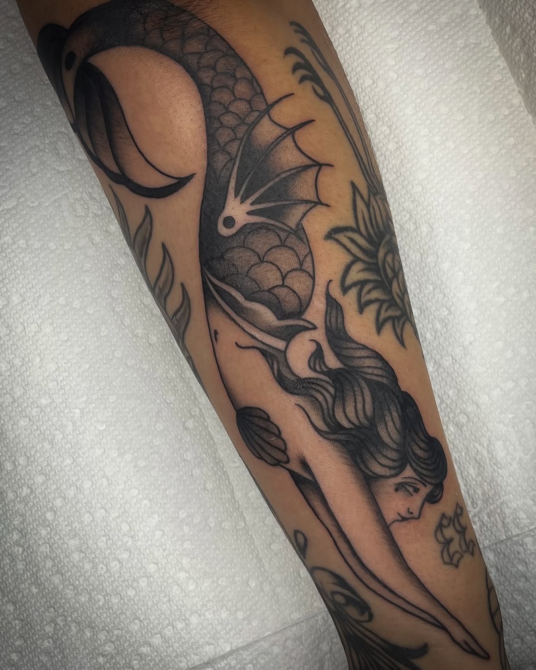 Tattoo by @ninarosatattoo — american_traditional, black_and_grey