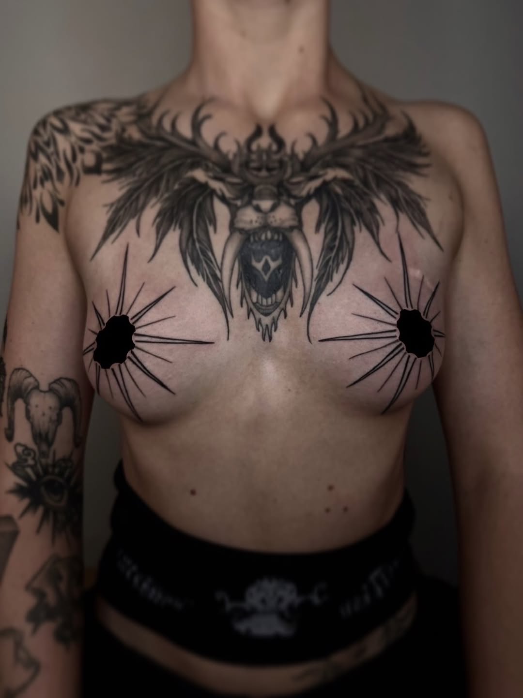 Tattoo by @brandonshelbyart — blackwork, black_and_grey