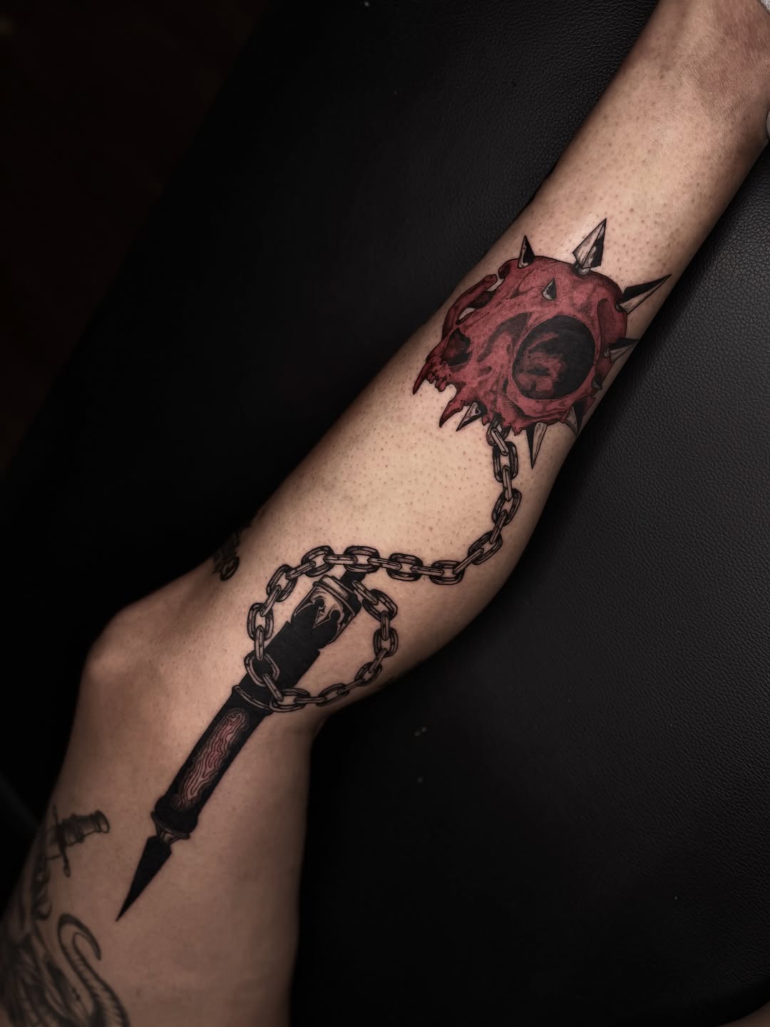 Tattoo by @korztattoo — dark_realism, blackwork