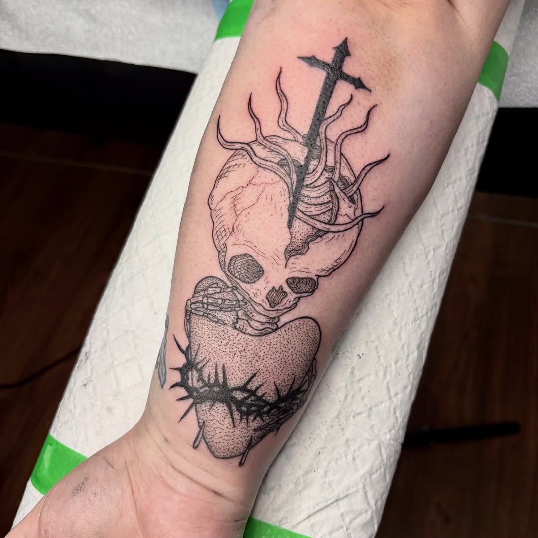 Tattoo by @softcorehorror — black_and_grey, illustrative