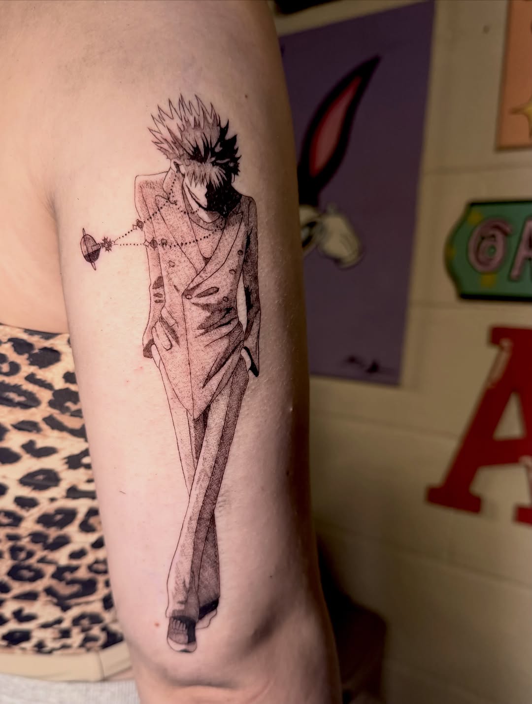 Tattoo by @ava_defalco — anime, black_and_grey