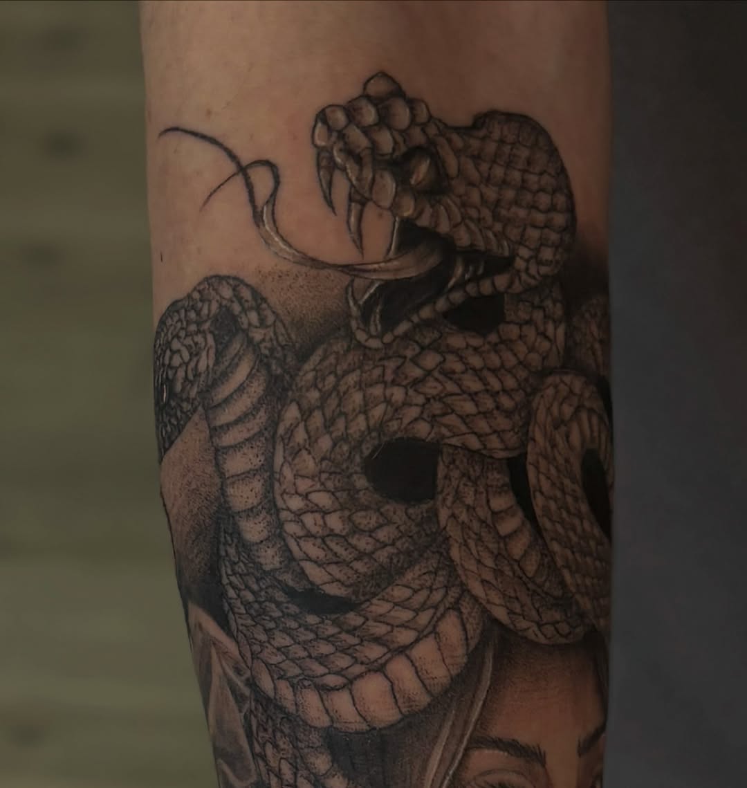 Tattoo by @_stabbygabby โ realism, dotwork