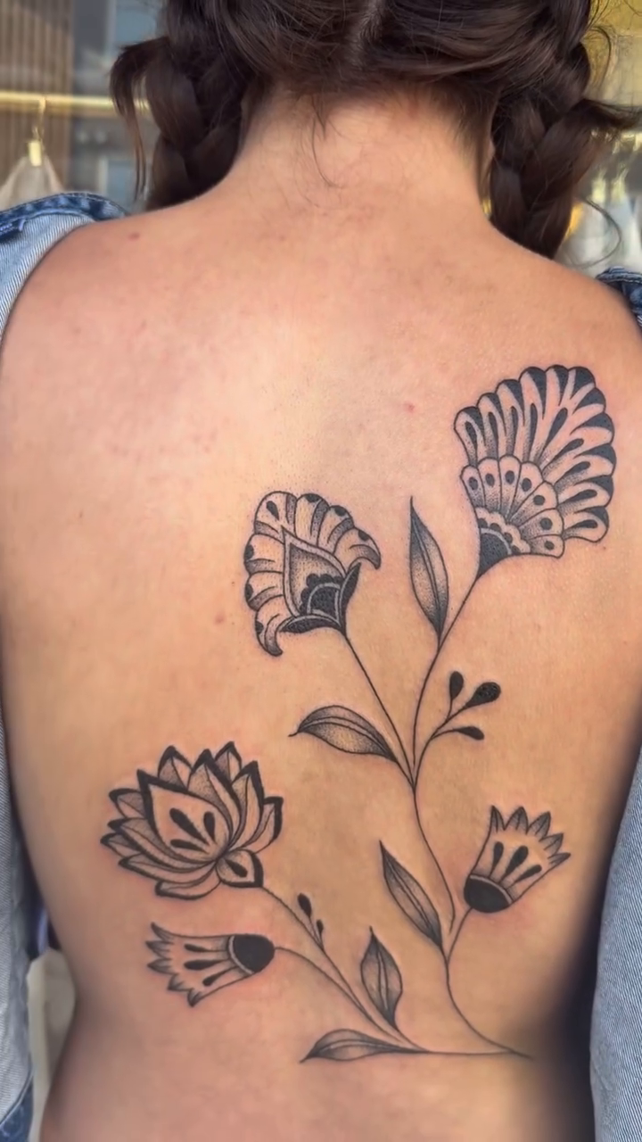 Tattoo by @elliemac.tattoos — black_and_grey, ornamental