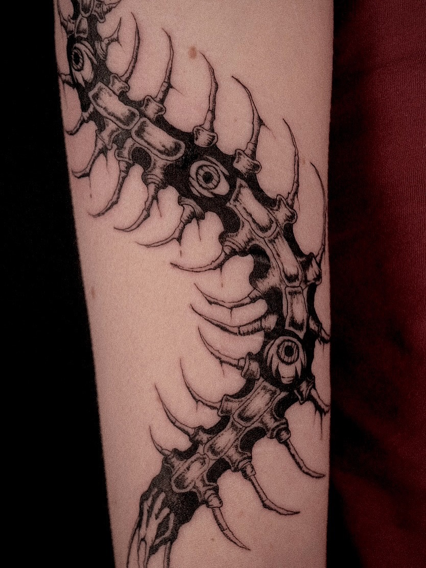 Tattoo by @shaypokes — black_and_grey, dark_realism