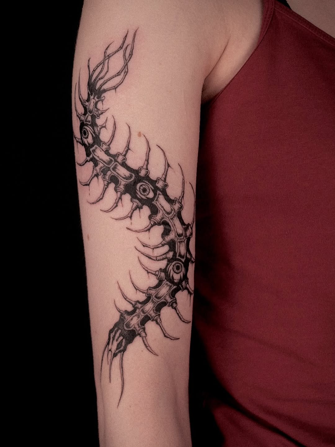 Tattoo by @shaypokes — blackwork, dark_realism