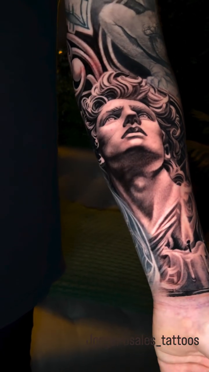 Tattoo by @jorgerosales_tattoos — realism, black_and_grey