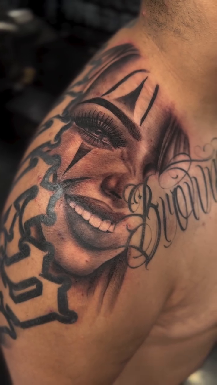 Tattoo by @mayleninks — chicano, black_and_grey