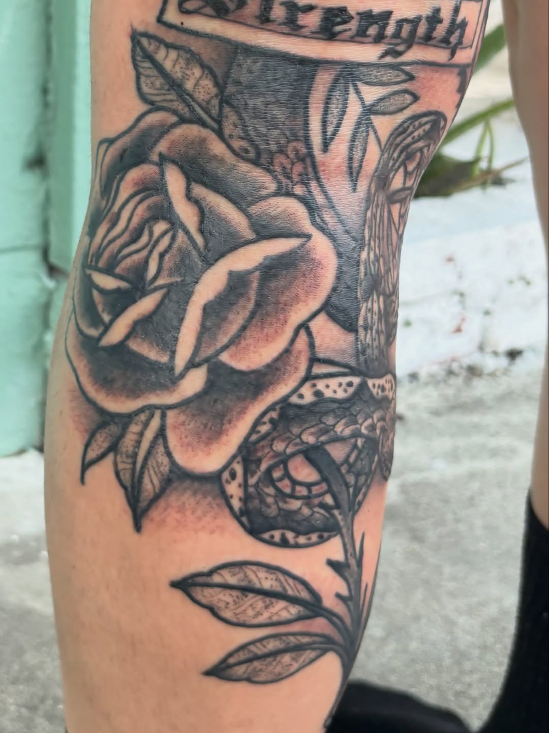 Tattoo by @zacharyiangarden — american_traditional, black_and_grey
