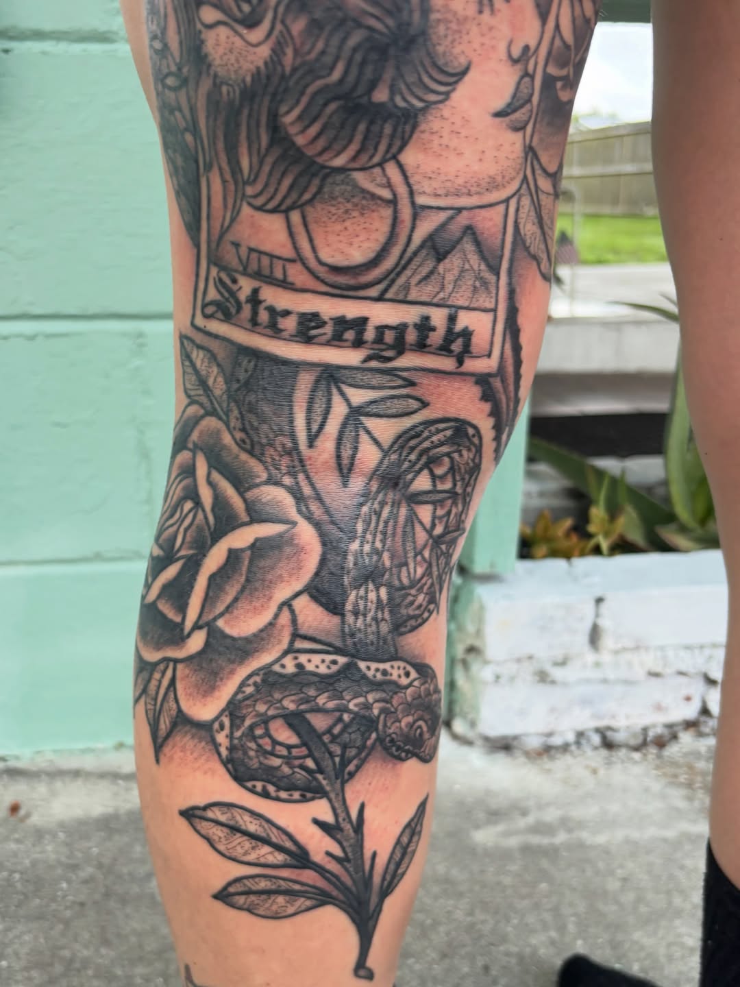 Tattoo by @zacharyiangarden — black_and_grey, lettering_script