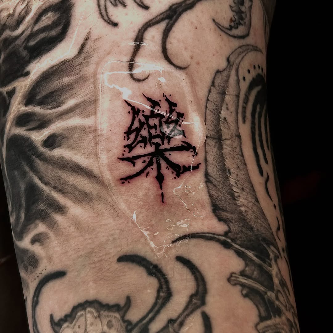 Tattoo by @e.seul.tt โ lettering_script, blackwork