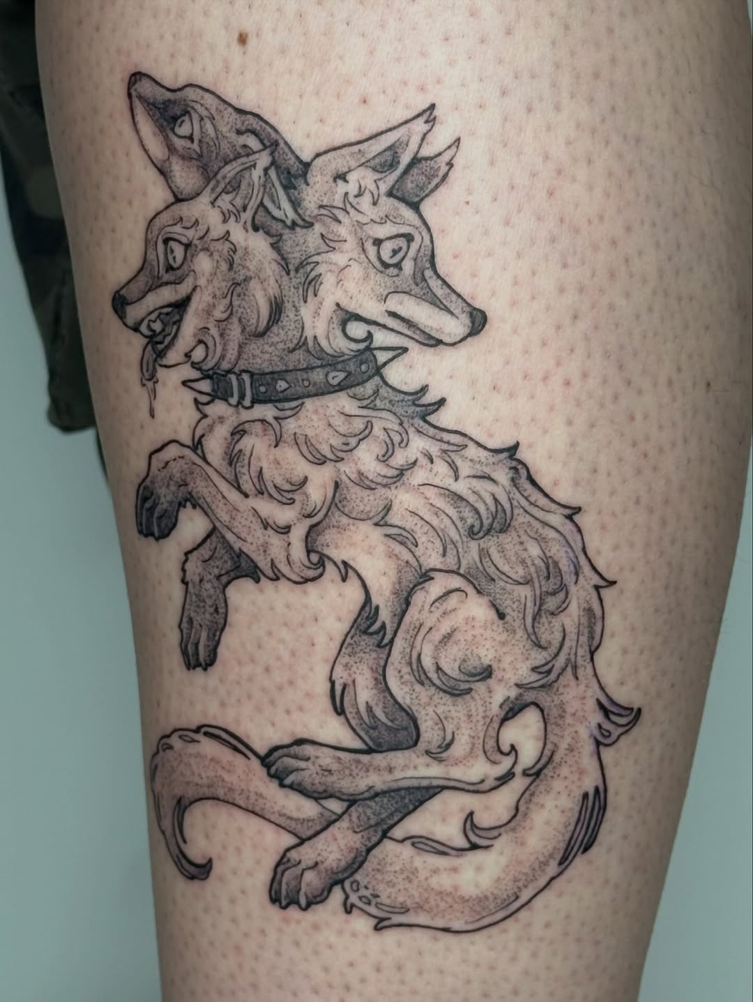 Tattoo by @cat.tatz — black_and_grey, dotwork