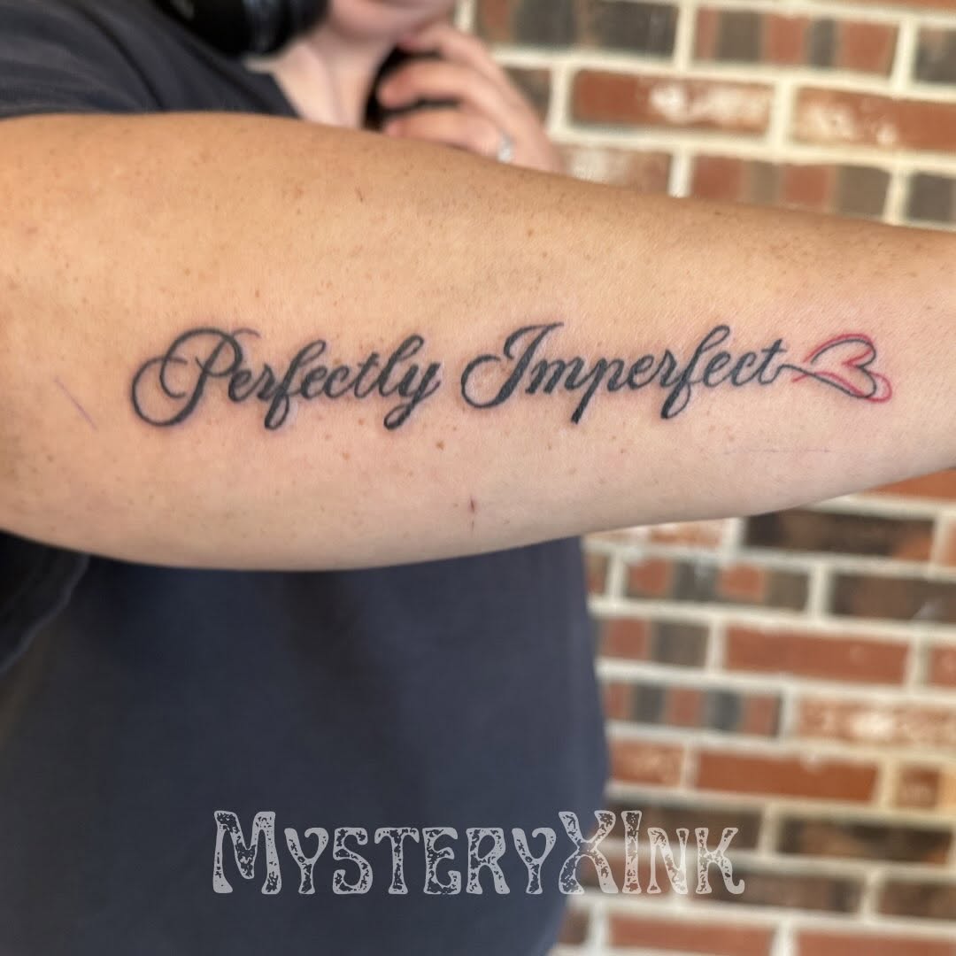 Tattoo by @mysteryxink — lettering_script, fine_line