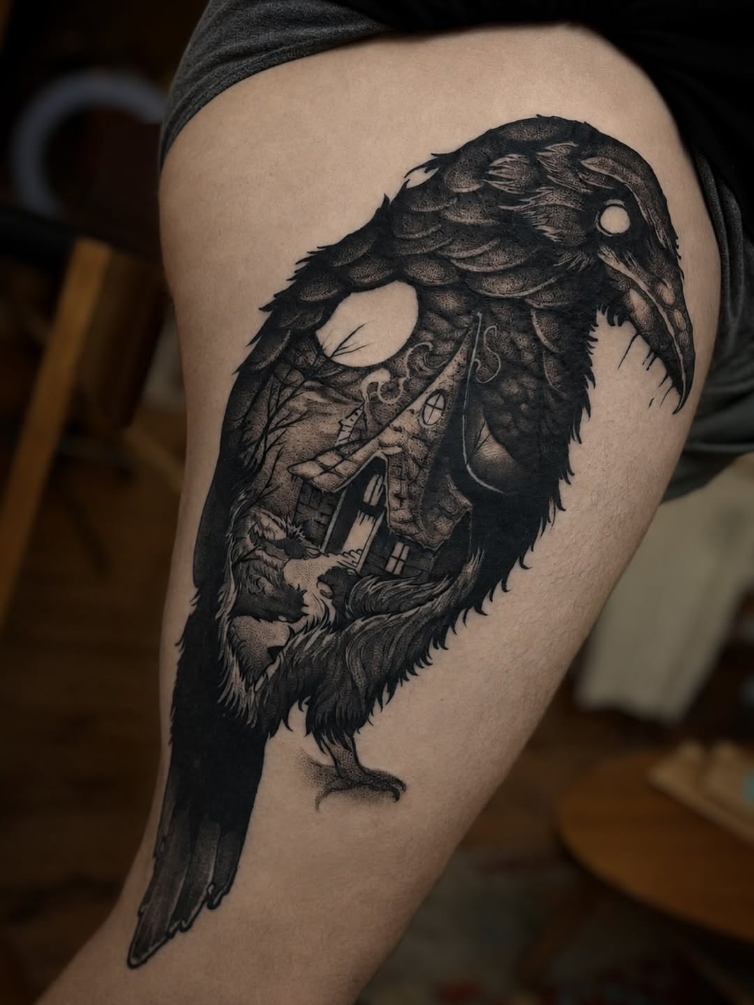 Tattoo by @seanbaldwintattoos — black_and_grey, dark_realism