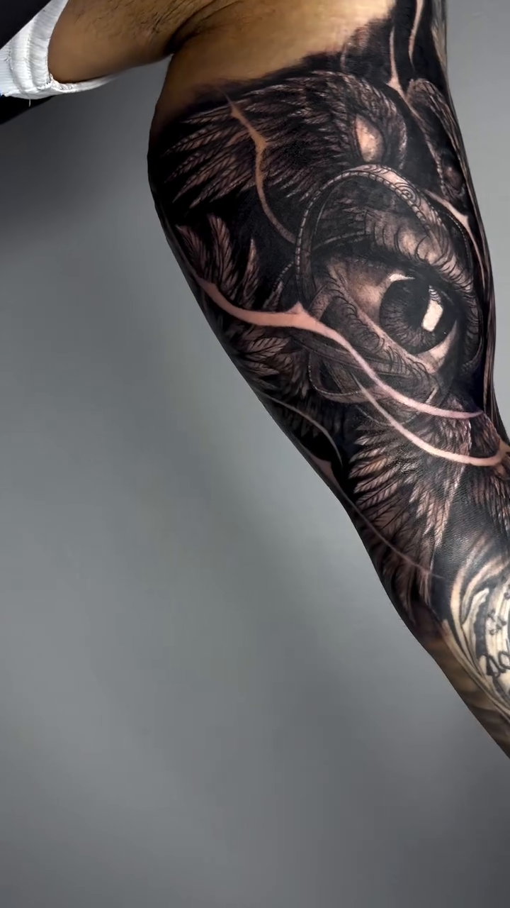 Tattoo by @elmertattoo1 β realism, black_and_grey