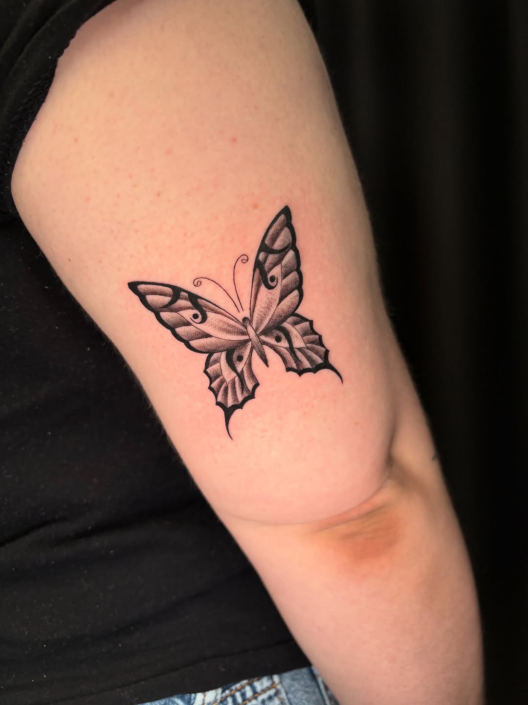 Tattoo by @tofudoestattoos — dotwork, black_and_grey
