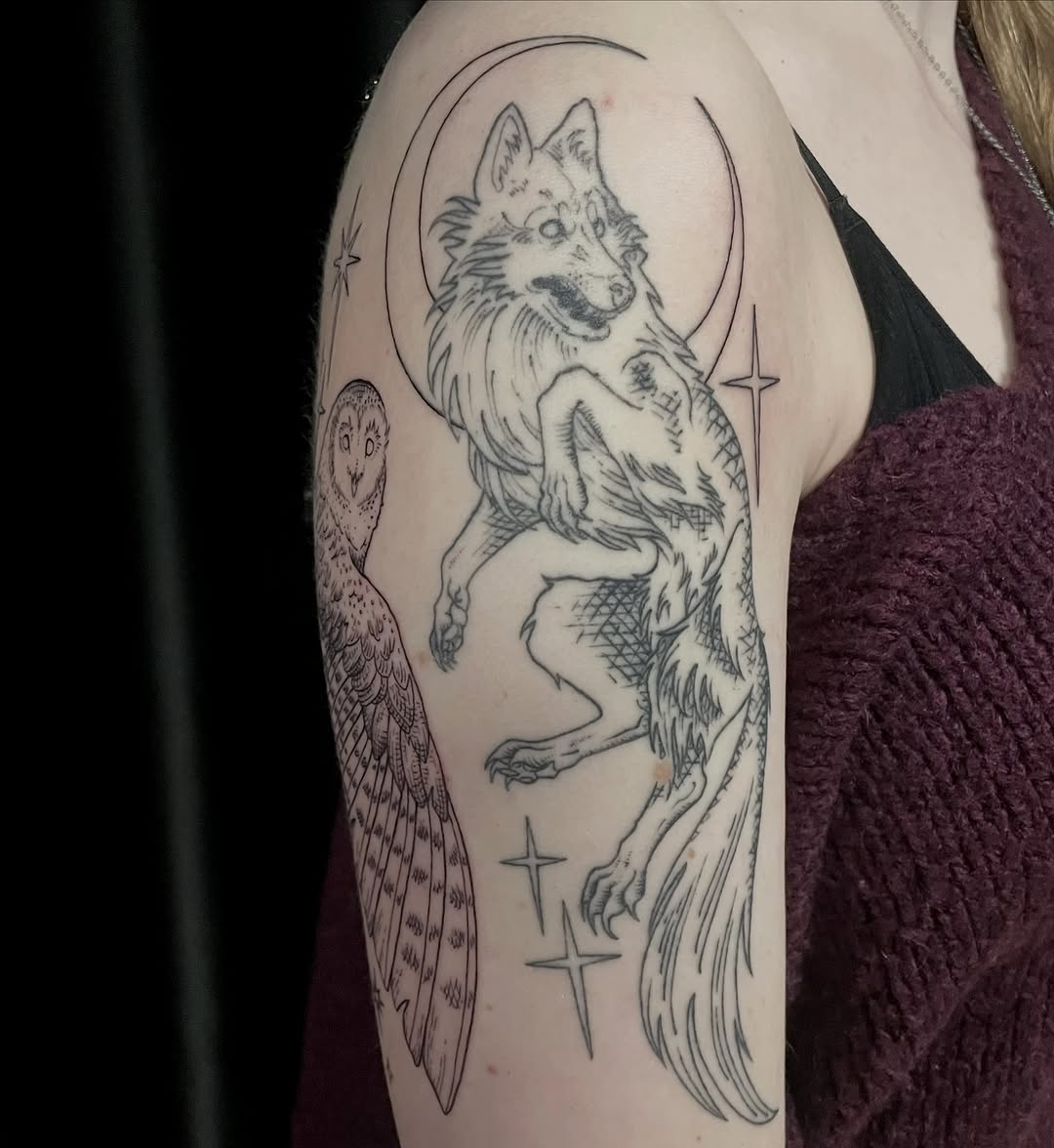 Tattoo by @nosferobtu.tattoo — illustrative, black_and_grey
