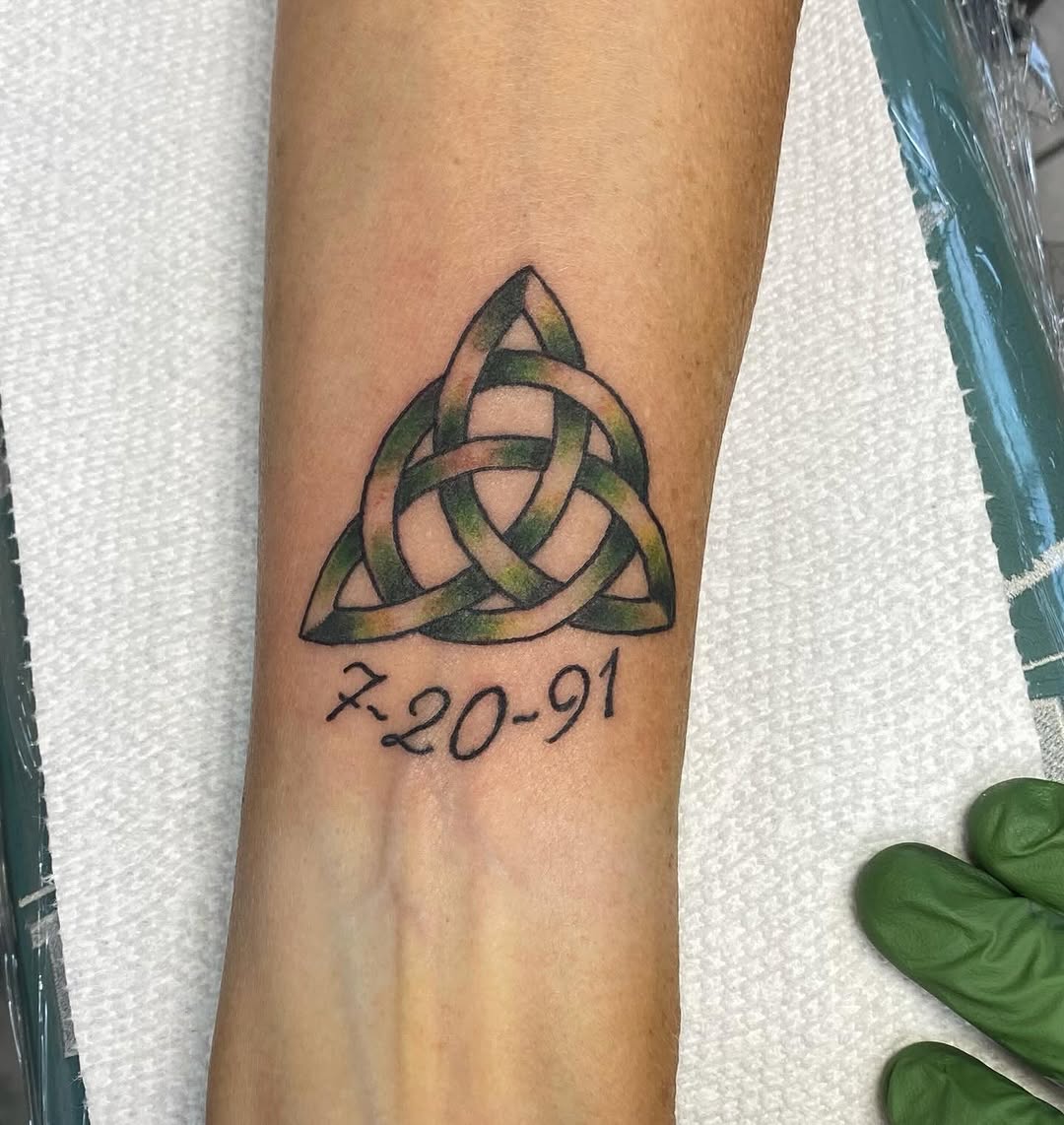 Tattoo by @melonmyerstattoos — geometric, lettering_script