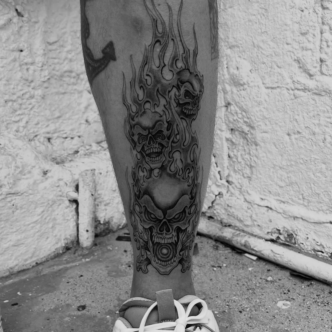 Tattoo by @chriscalibur_ — black_and_grey, dark_realism