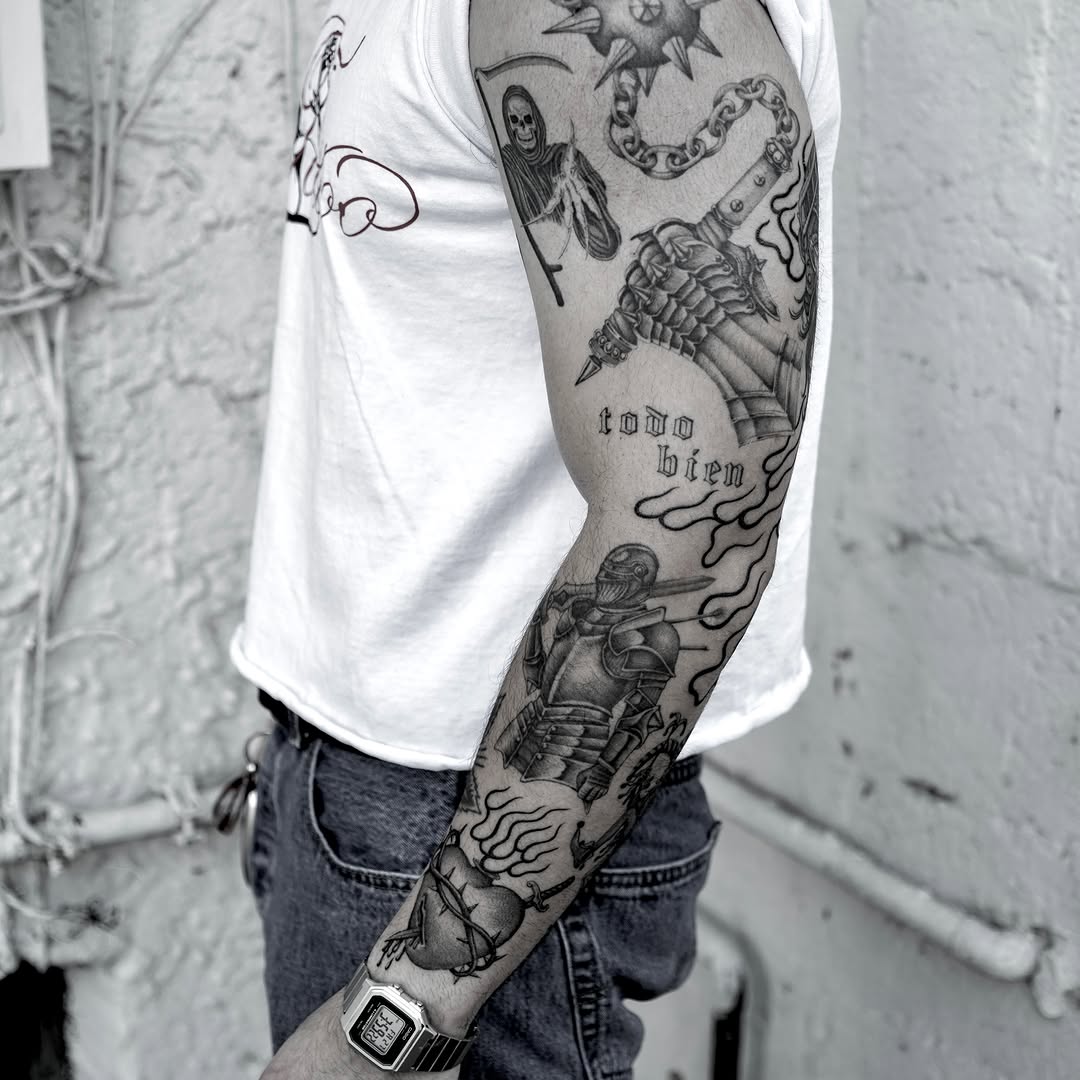 Tattoo by @chriscalibur_ — black_and_grey, chicano