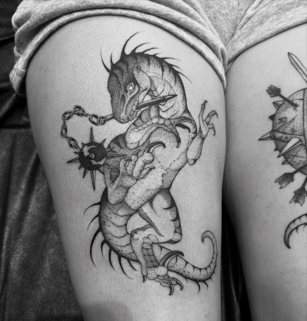 Tattoo by @blightttattoo — dotwork, dark_realism
