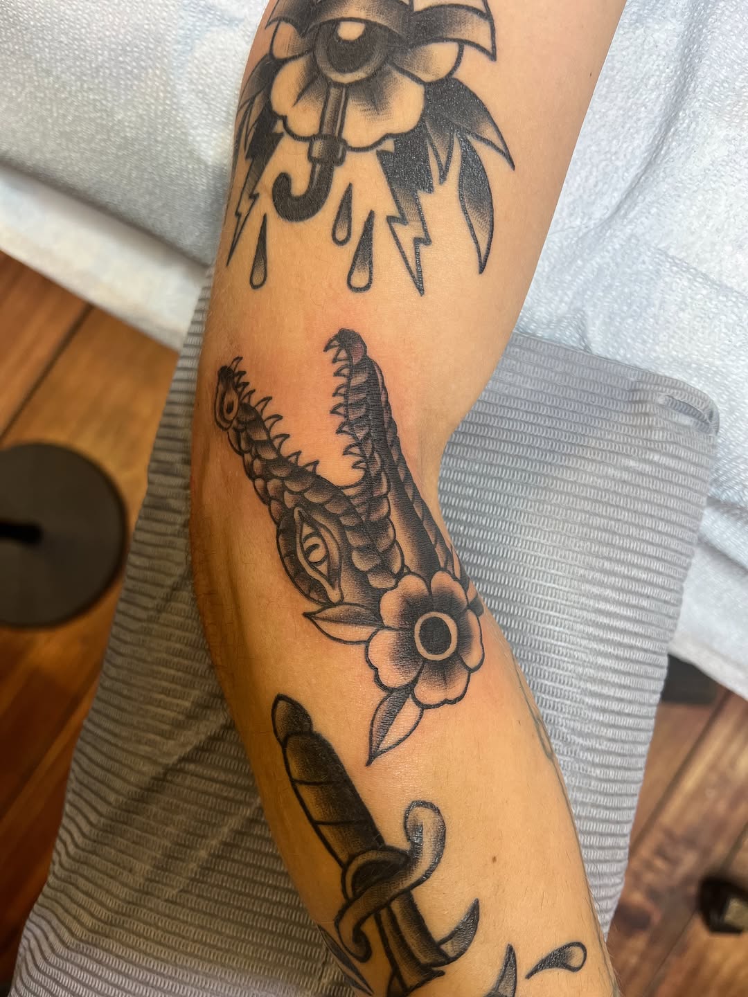 Tattoo by @fizzy_jizzles_wtc — american_traditional, black_and_grey