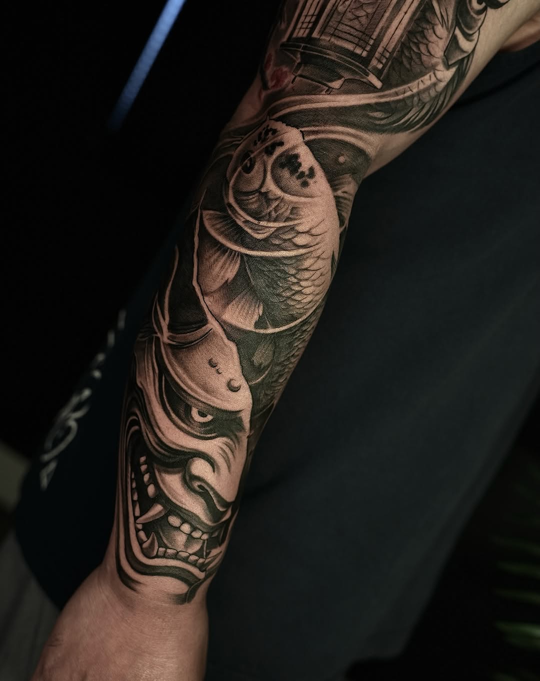 Tattoo by @kiddo_tats — japanese_irezumi, black_and_grey