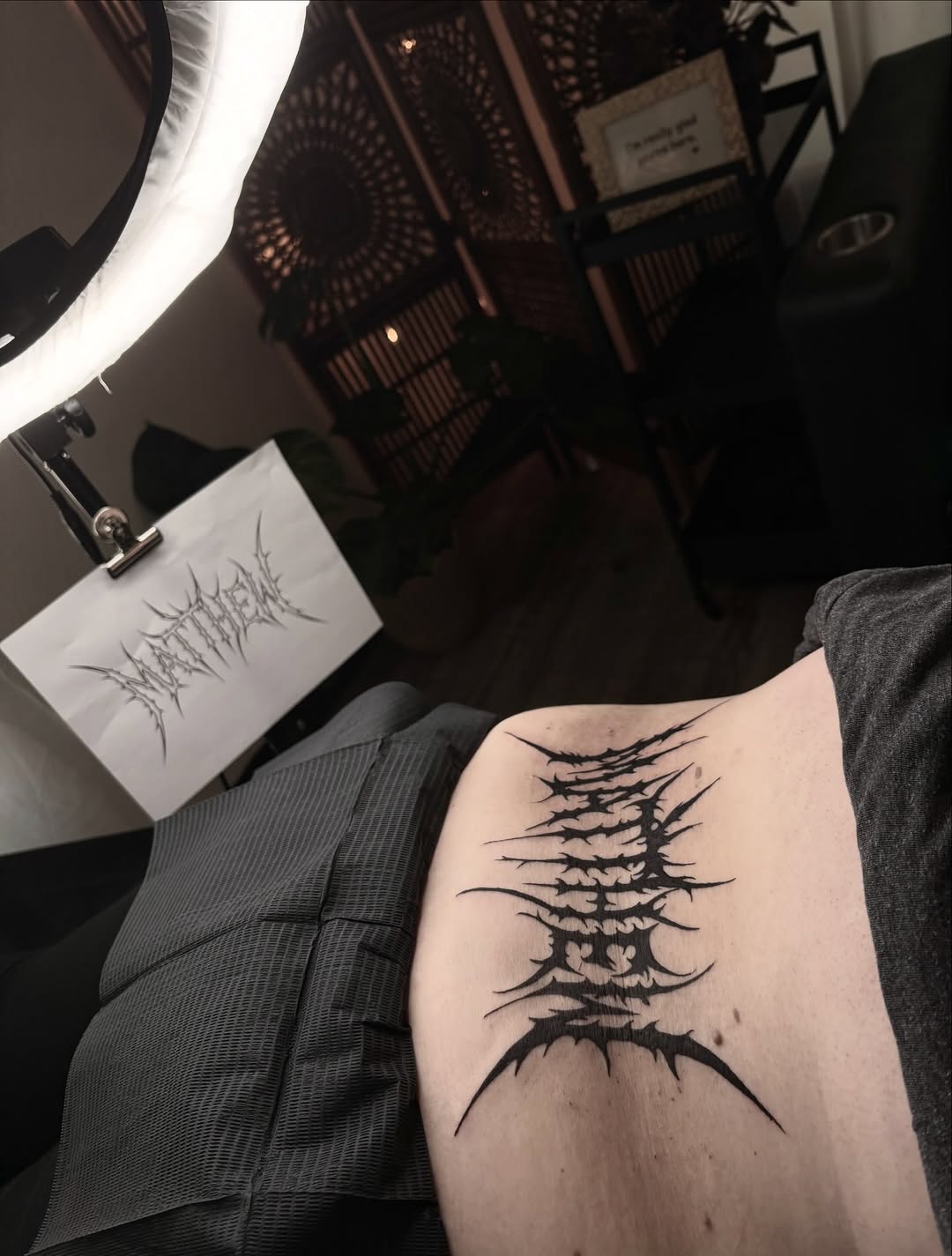 Tattoo by @justjellytattoos — blackwork, lettering_script