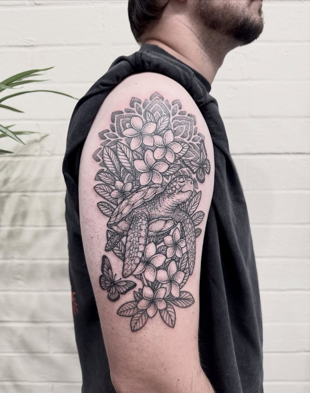 Tattoo by @shakuto_tattoos — dotwork, ornamental