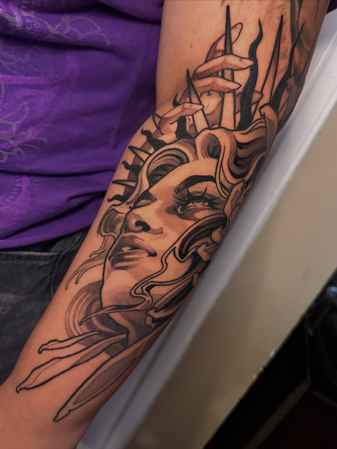 Tattoo by @grizzleyclaire — black_and_grey, realism