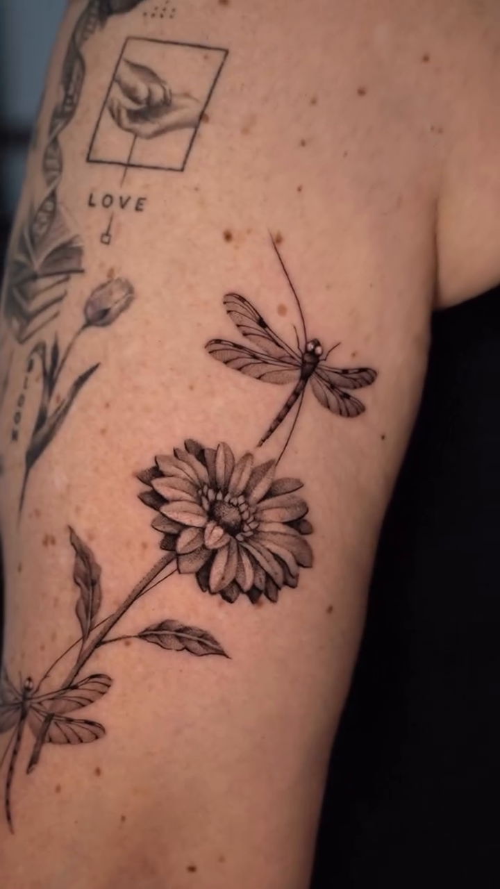 Tattoo by @marlisatattoo — fine_line, black_and_grey