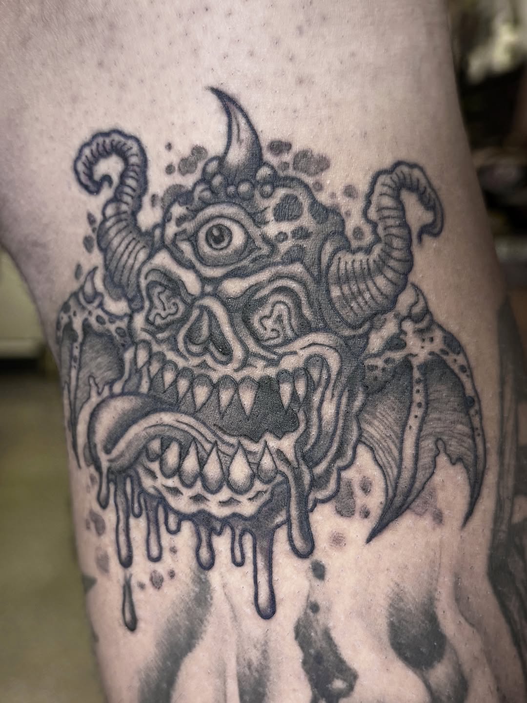 Tattoo by @tattoosbybrooks — black_and_grey, dark_realism