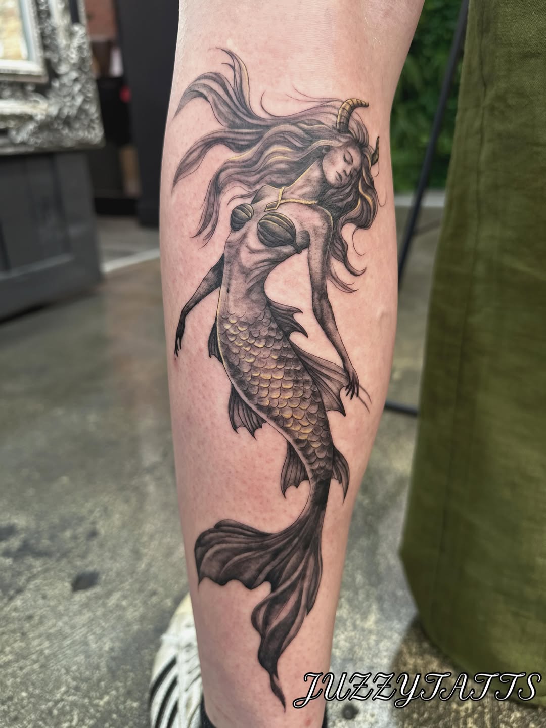 Tattoo by @juzzytatts — realism, black_and_grey