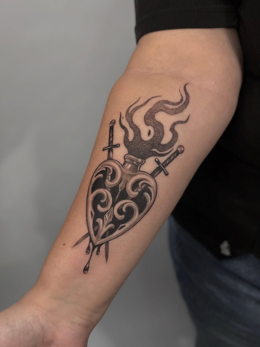 Tattoo by @morrisontattooer — black_and_grey, ornamental