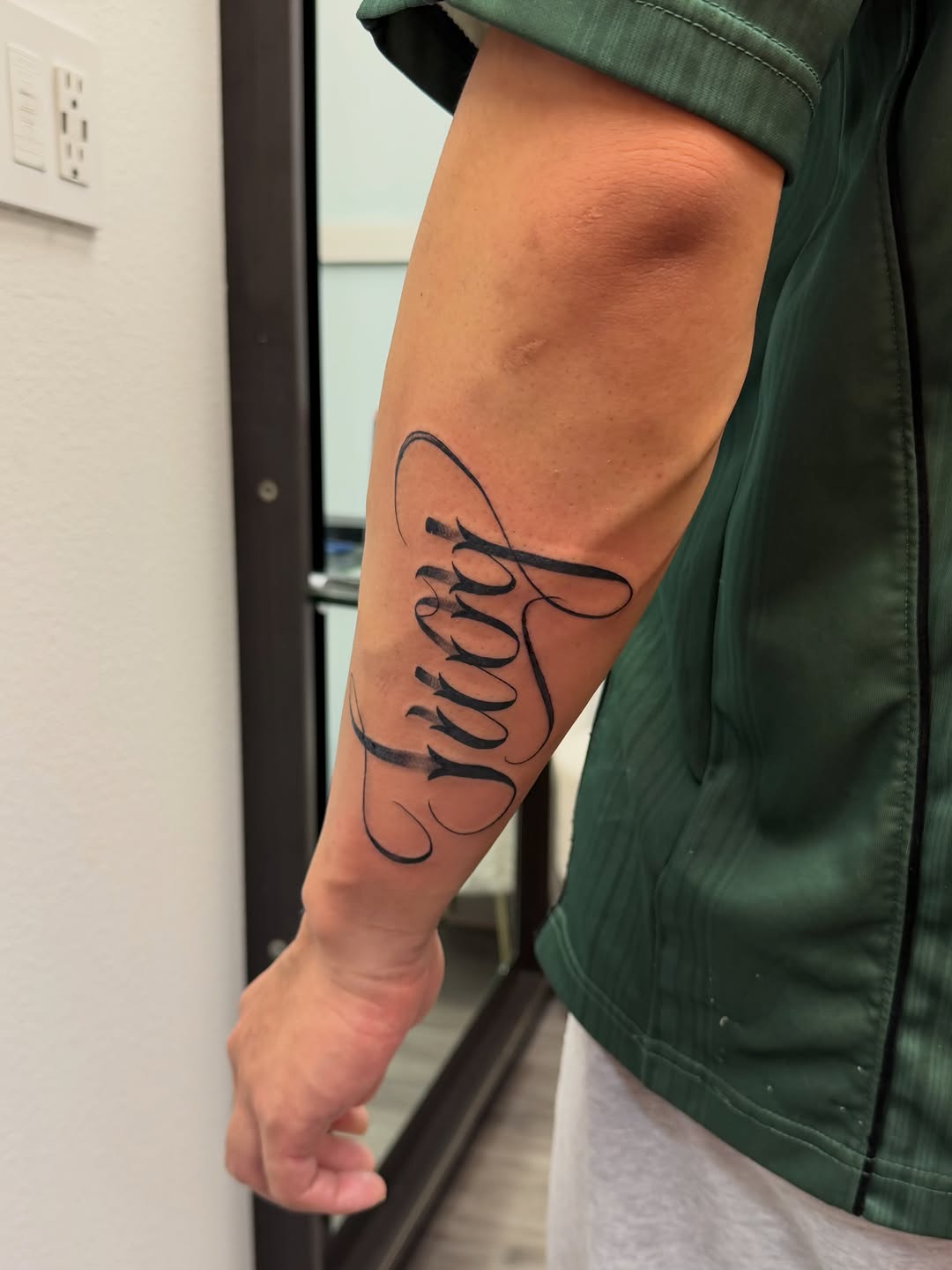 Tattoo by @gluhd_ink — lettering_script