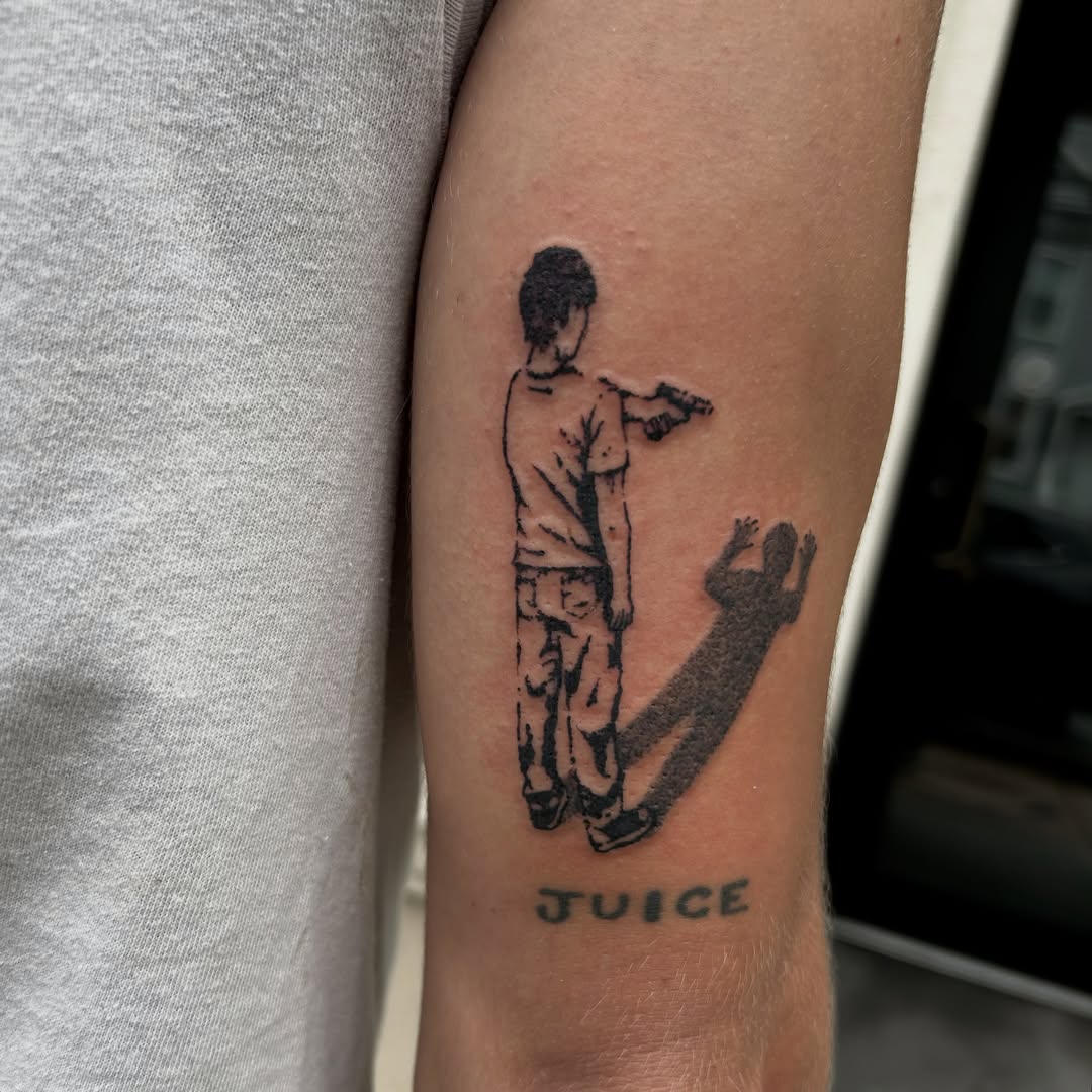 Tattoo by @stonyh4wk — black_and_grey, lettering_script