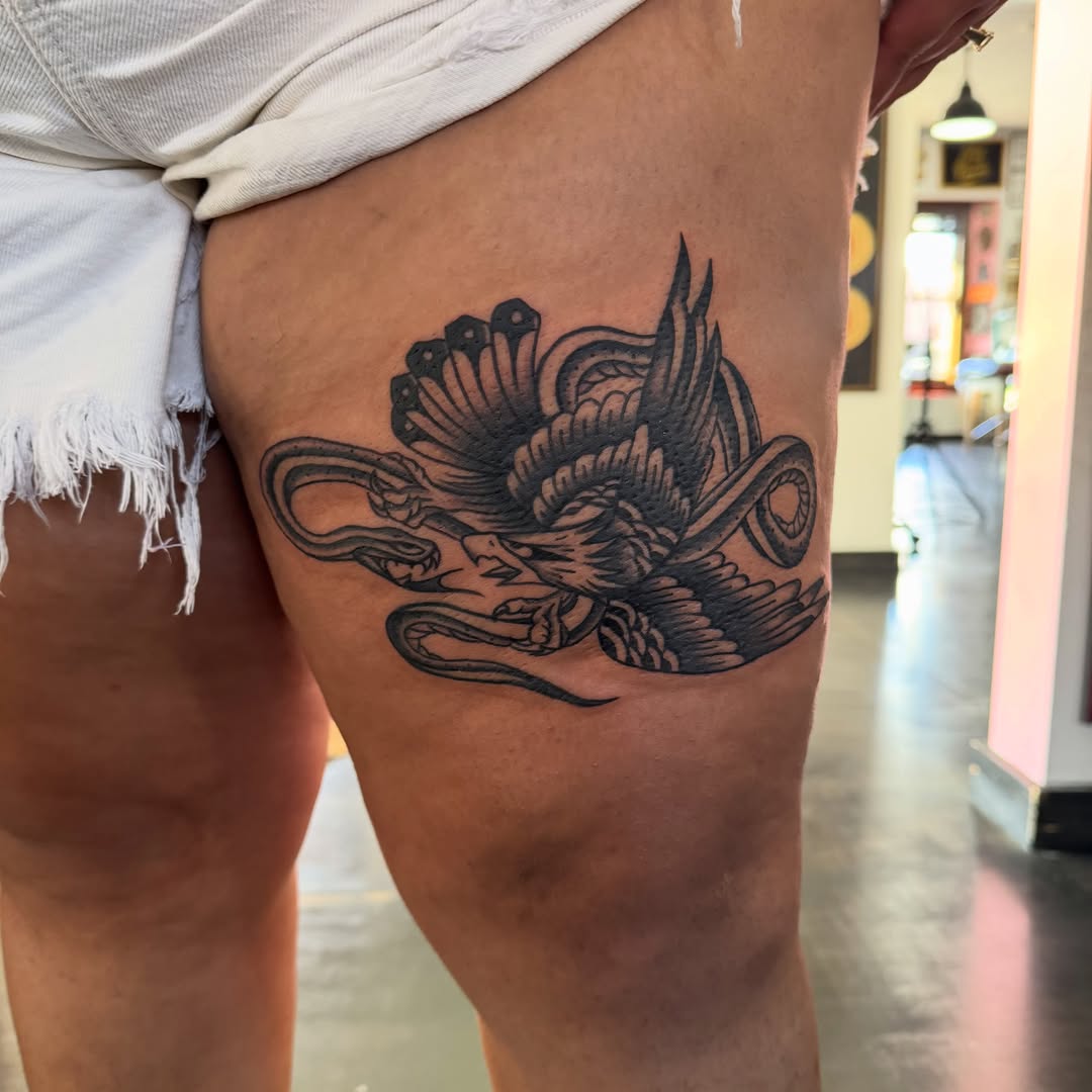 Tattoo by @jordoe.gdt — japanese_irezumi, black_and_grey