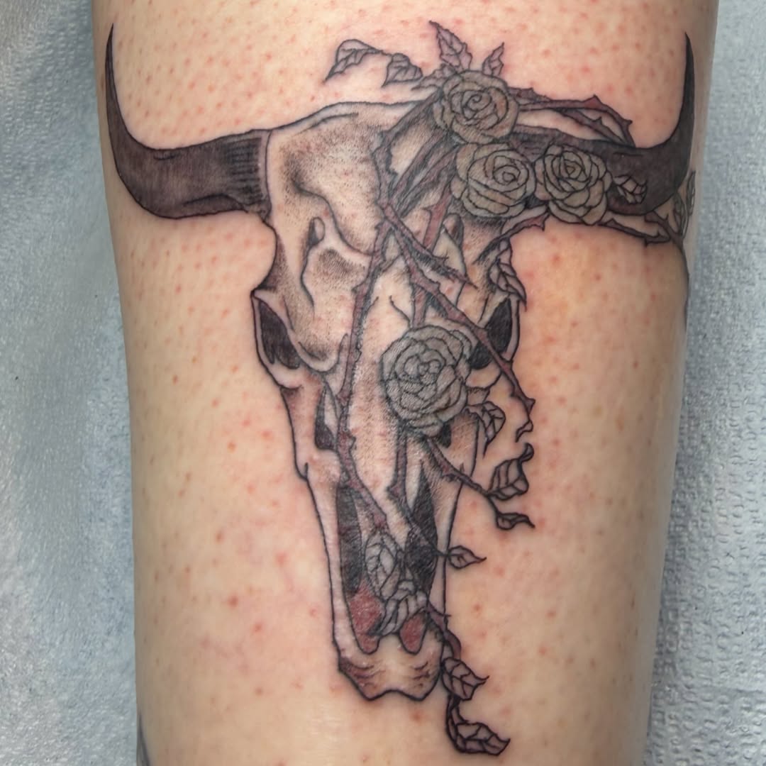 Tattoo by @queendaddytattoos — black_and_grey, realism