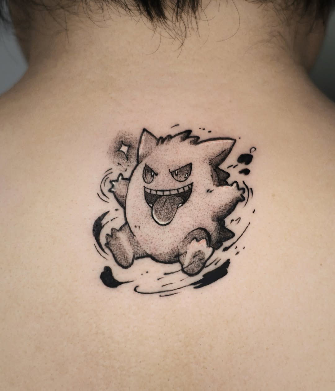 Tattoo by @6cm.tattoo — anime, dotwork