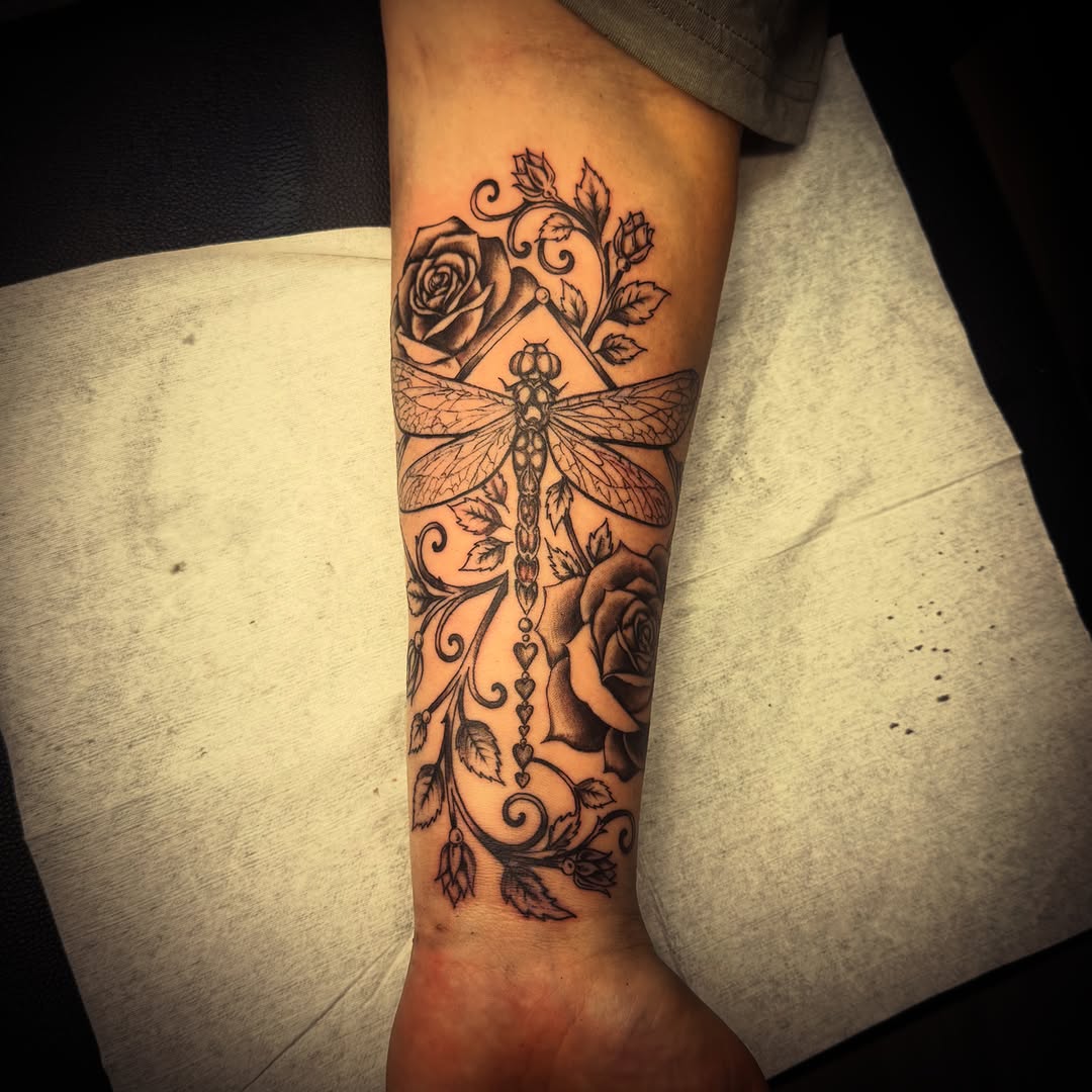 Tattoo by @selenamariatattoos — fine_line, black_and_grey