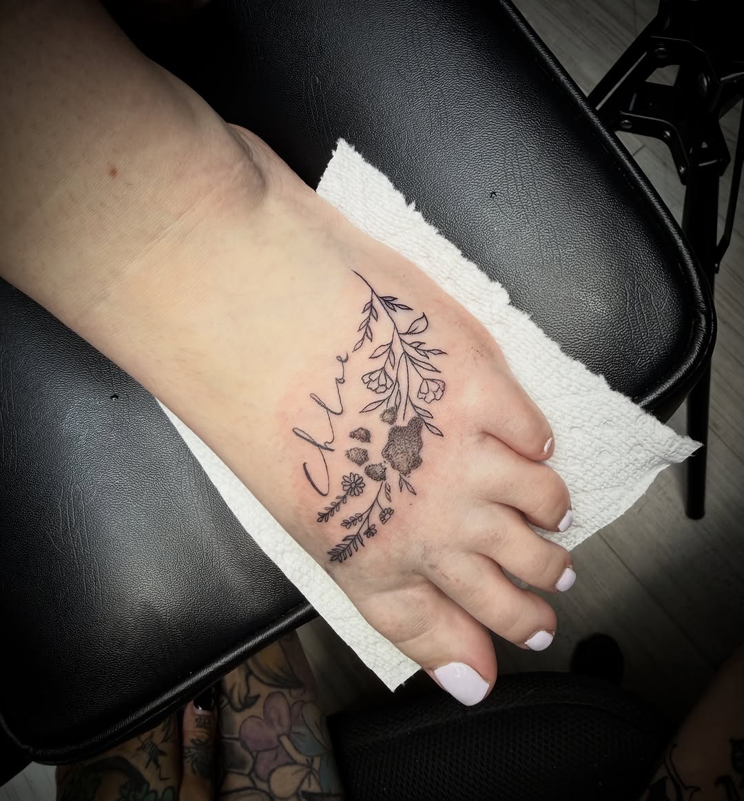 Tattoo by @selenamariatattoos — fine_line, lettering_script