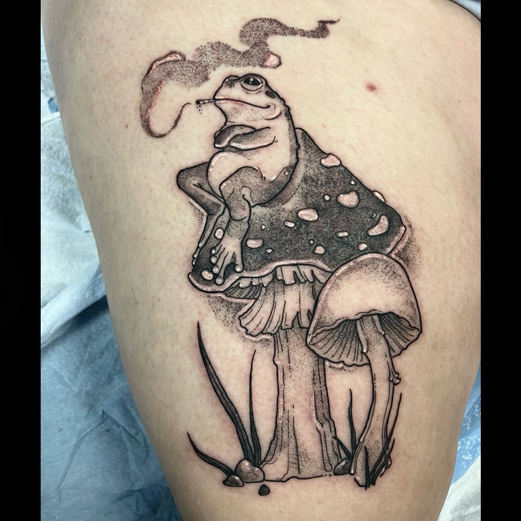 Tattoo by @joyinsorrowtattoo — black_and_grey, illustrative