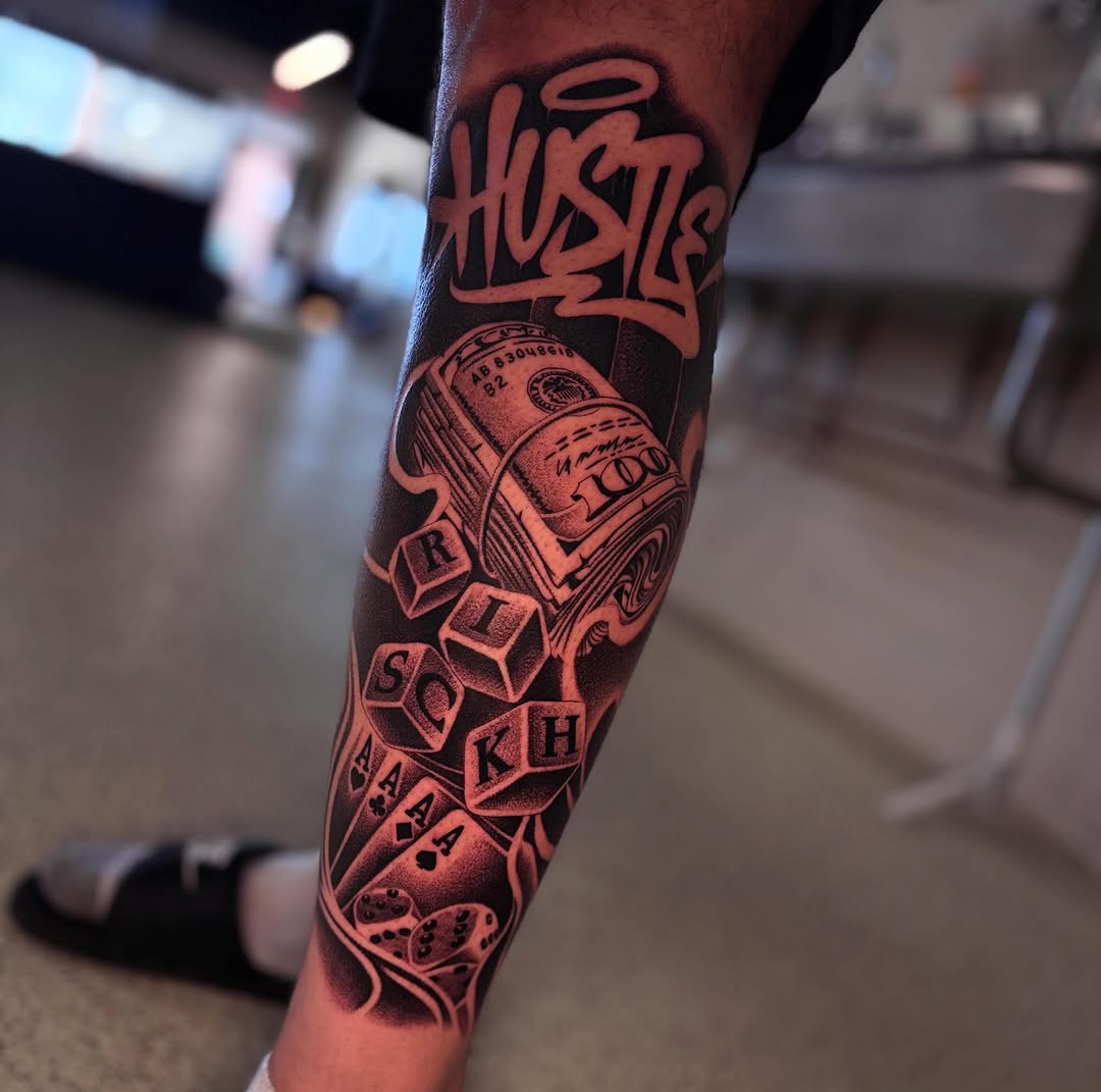 Tattoo by @dallasdiorio — black_and_grey, lettering_script