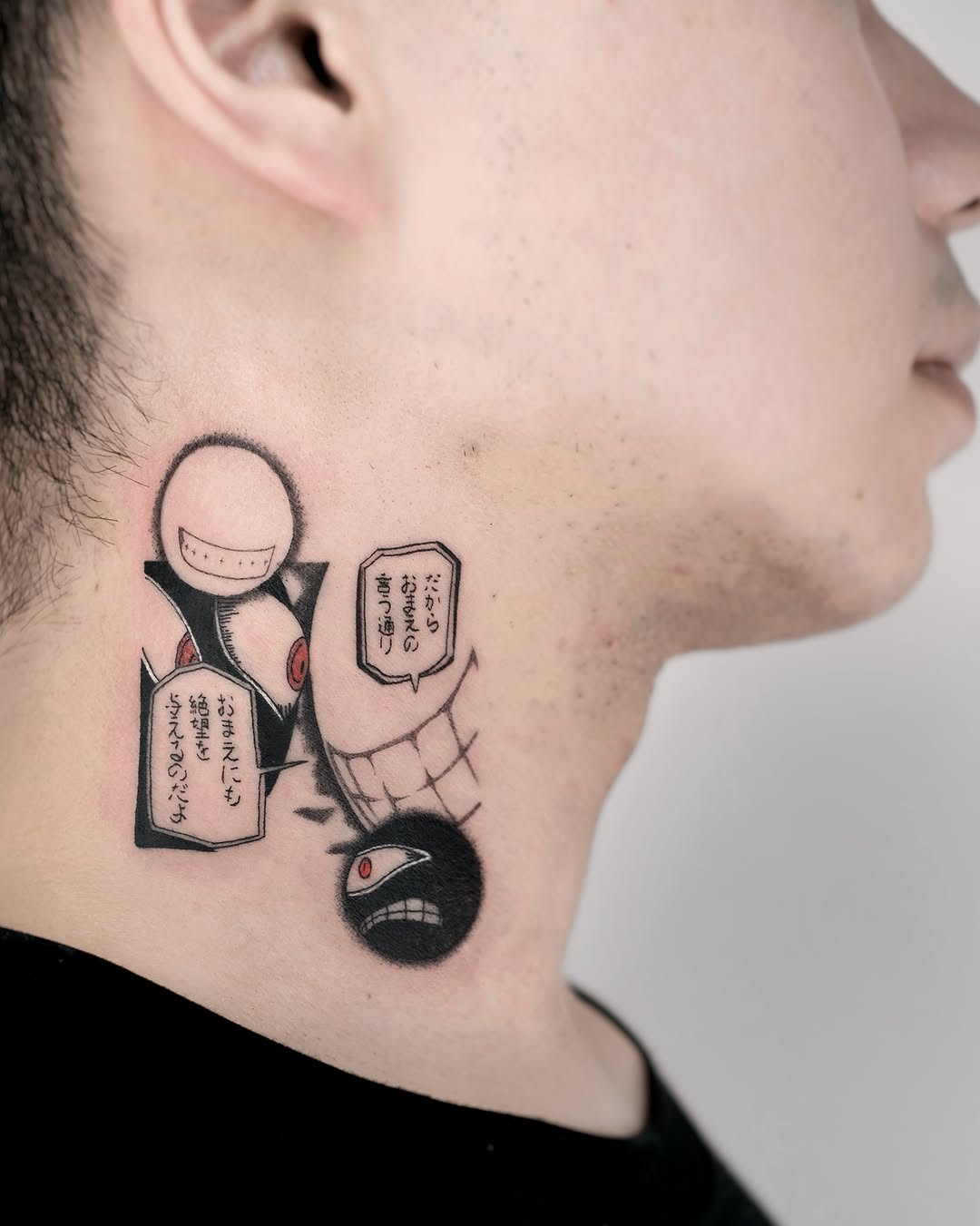Tattoo by @rika.loli.lady — anime, black_and_grey