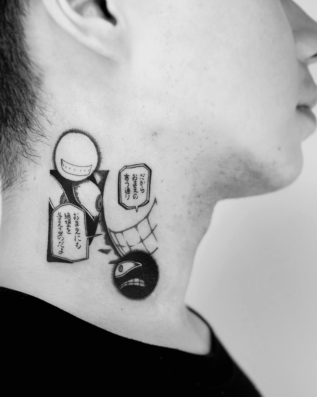 Tattoo by @rika.loli.lady — anime, black_and_grey