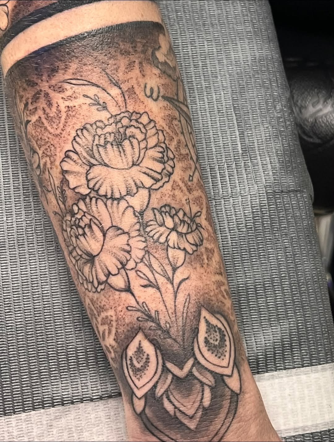 Tattoo by @souper.mario_ — black_and_grey, ornamental