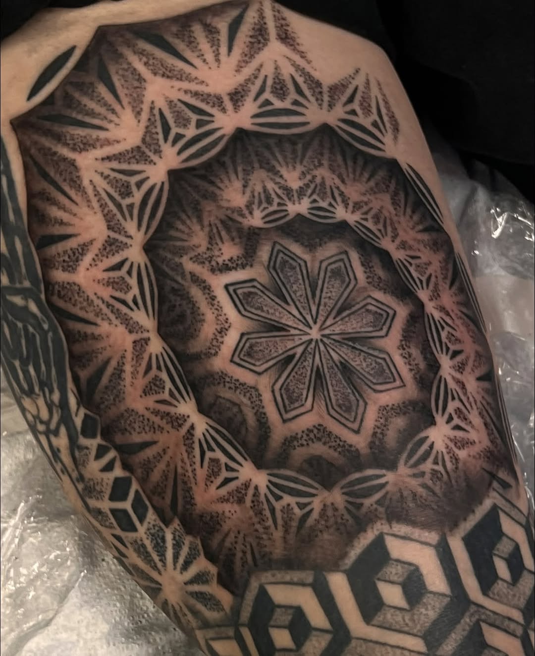 Tattoo by @souper.mario_ — geometric, dotwork