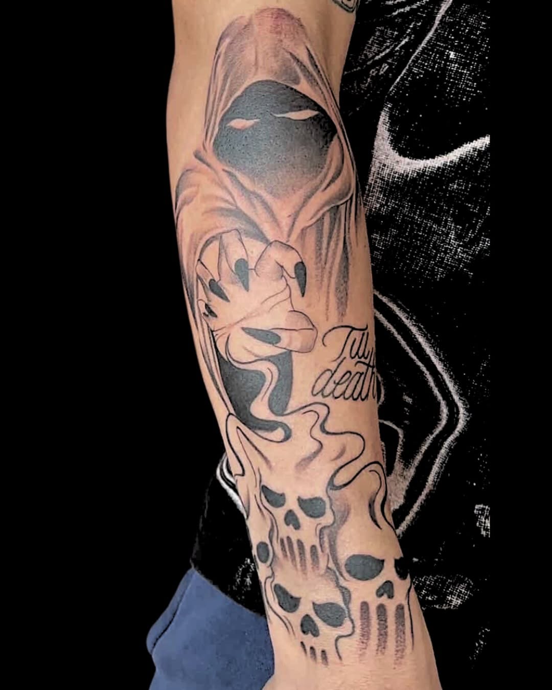 Tattoo by @persialeilani — black_and_grey, dark_realism