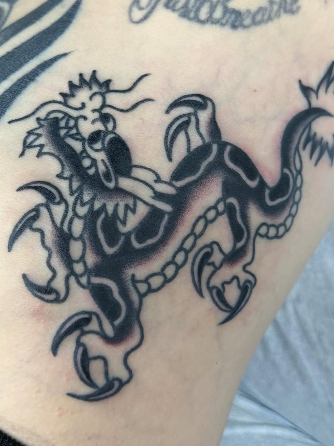 Tattoo by @thrashmoneymillionaire — american_traditional, black_and_grey